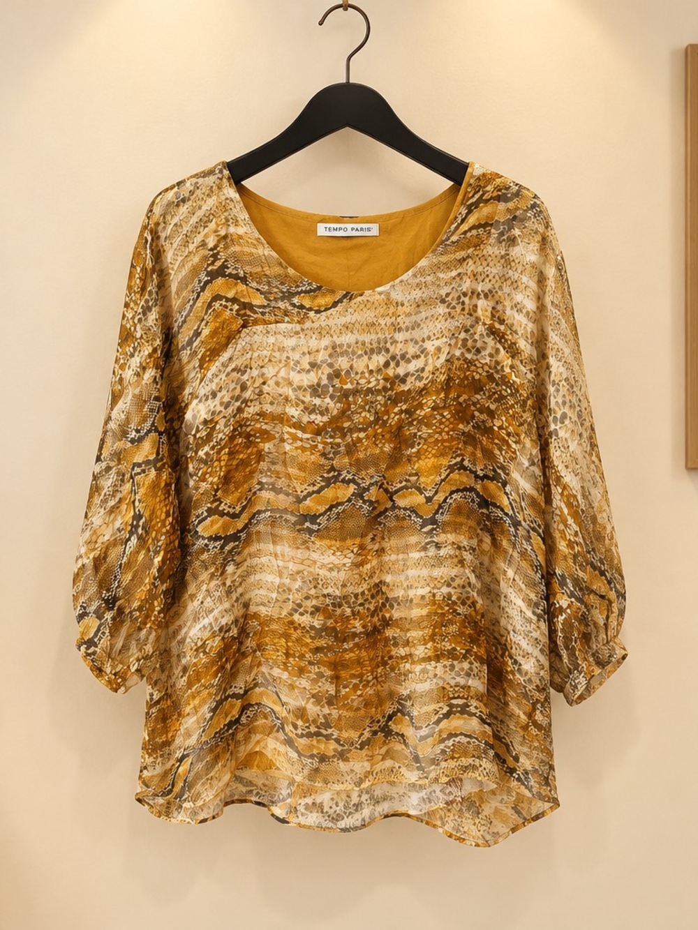 Tempo Paris Golden Brown Snake-Print Blouse